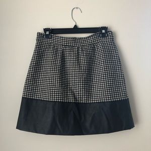 J.Crew houndstooth and leather skirt